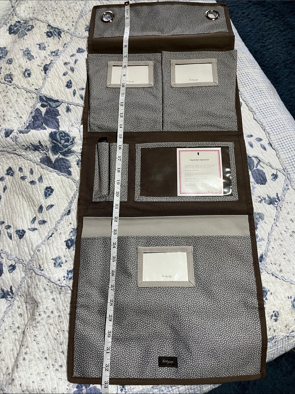 thirty-one Brown and Gray Wall Hanging Organizer with Clear ID Windows